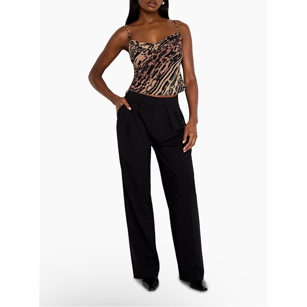 Good American Chiffon‎ Bias-Cut Camisole Top Warped Leopard Small